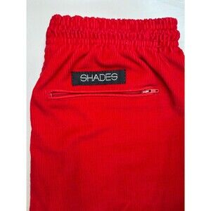 VTG Shades Red Corduroy Pants Elastic Waist Pull On Zipper Pocket Small